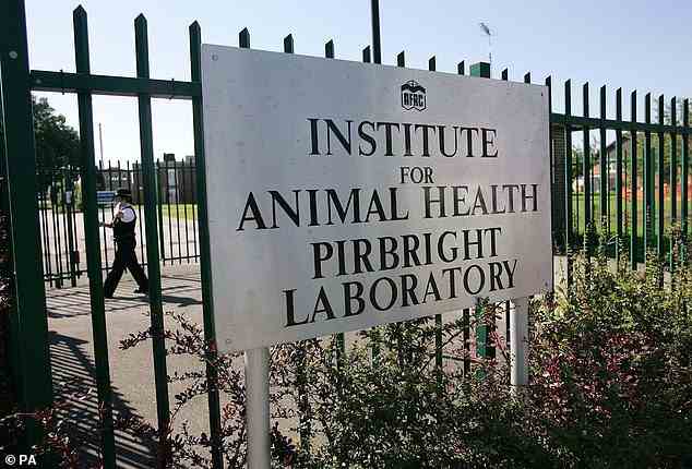 A 2007 foot and mouth disease outbreak was traced back to a faulty pipe at the Pirbright facility (pictured the Institute for Animal Health at Pirbright in 2007)