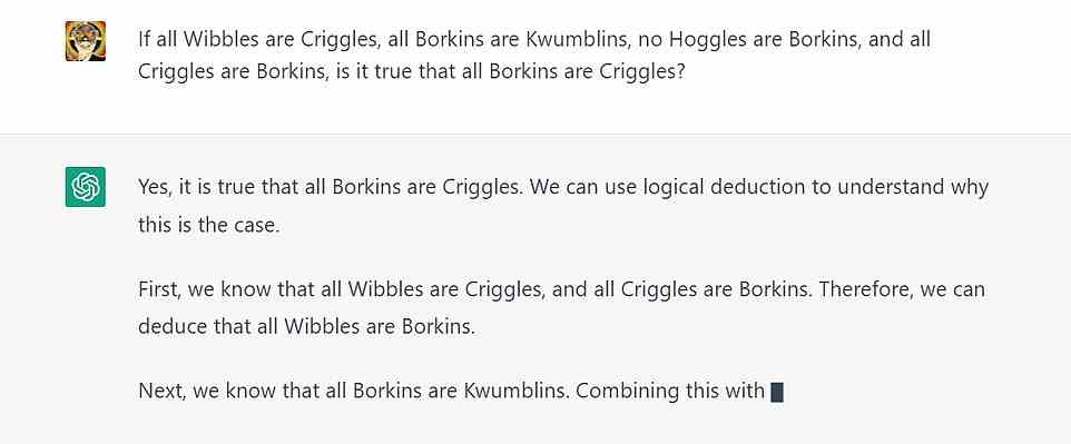 ChatGPT macht es hier völlig falsch - es ist überhaupt nicht klar, dass alle Borkins Criggles sind, aus den Beweisen, die wir haben (mitgeliefert)