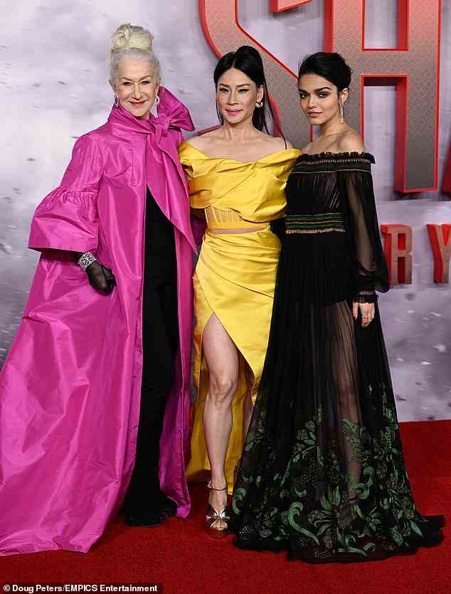Glitz and glamour: (L-R) Dame Helen, Lucy and Rachel were seen posing arm-in-arm as they stood on the red carpet