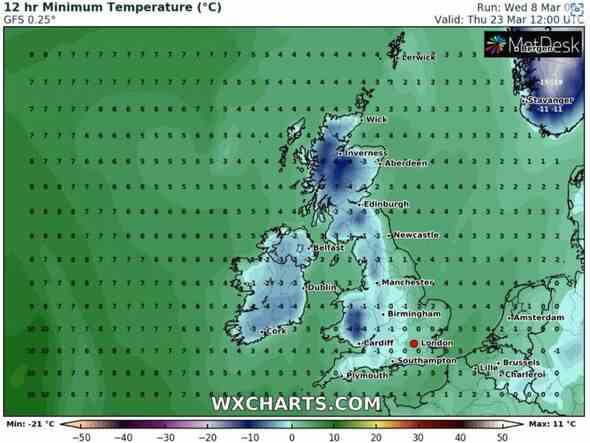 UK kalte Temperaturen 
