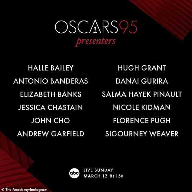 95. Oscar-Verleihung: Aber Jessica wird an diesem Sonntag eine ihrer beiden Zweitbesetzungen die Rolle übernehmen lassen, damit sie nach Hollywood fliegen kann, um den Oscar für den besten Schauspieler zu überreichen