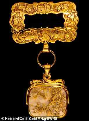 Eine große 18-Karat-Goldbrosche mit Quarzgravur aus California Gold Rush wurde für 49.200 US-Dollar verkauft