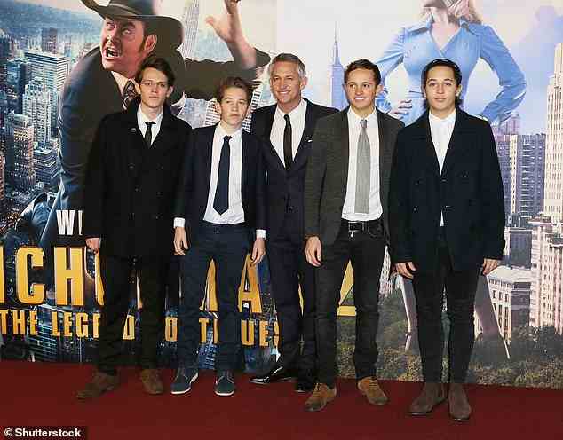 Gary with his four lookalike sons in 2013: Harry, Angus, George and Tobias (left to right)