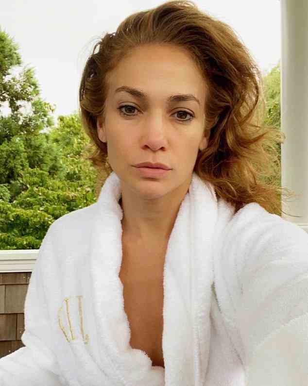 Glowing: Jennifer frequently goes make-up free on social media and shows off her amazingly youthful skin (pictured earlier this year)