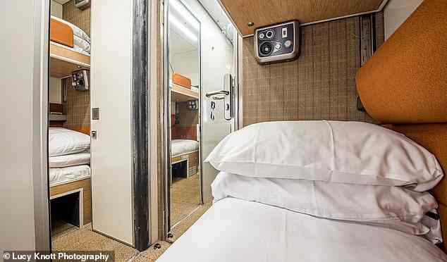 Ted journeys on the Caledonian Sleeper in a Classic room (above), with an interconnecting door opening to form a dinky family suite
