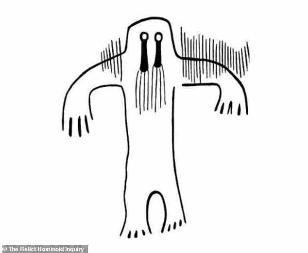 Bigfoot-like? This is an artist's impression of what the 'hairy man' rock pictograph is depicting