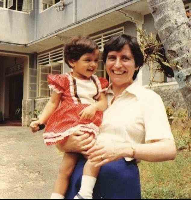 When I was ten, she had a complete mental breakdown and spent the rest of my childhood in and out of psychiatric hospitals, which at my age back then was obviously a lot to process. Pictured: At three with mum Freda
