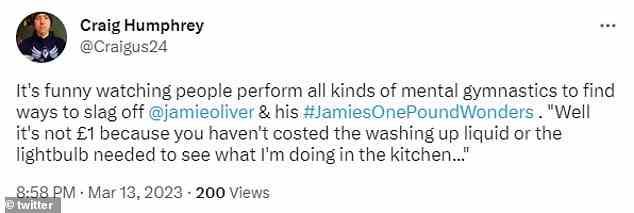 Viele Leute fragten sich, wie viel jedes von Jamies Rezepten kosten würde – einige dachten jedoch, die Kritik an seinem Projekt käme einer „geistigen Gymnastik“ gleich.