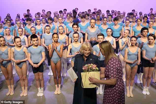 The royal visitor was also treated to a stunning performance from the pupils, later posing for a snap with the troupe on stage as she received a bouquet of flowers
