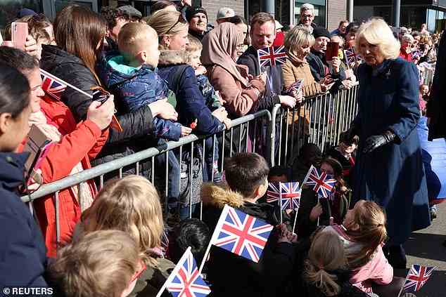 Excited well-wishers greeted the royal with Union Jack flags, excitedly forming crowds ahead of her engagement