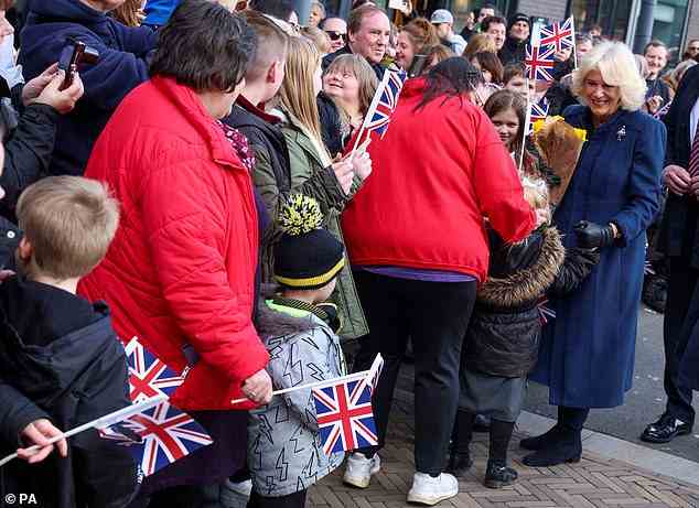King Charles III's wife appeared touched by her very cheerful and excited reception in Telford earlier today