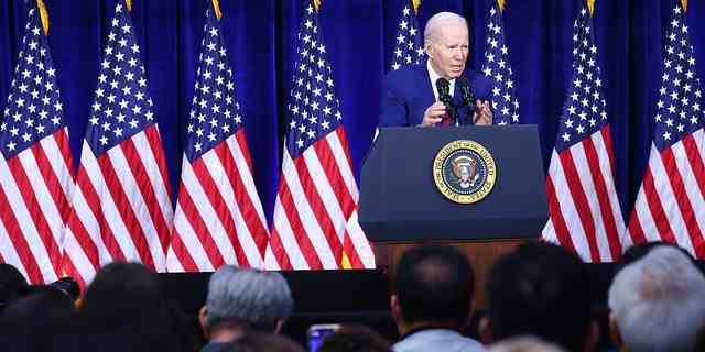US-Präsident Joe Biden hält am 14. März 2023 im Boys and Girls Club of West San Gabriel Valley in Monterey Park, Kalifornien, eine Rede. 