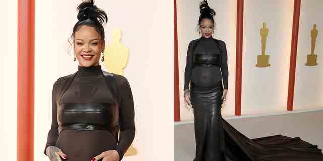 Rihanna trug auf dem roten Teppich der Academy Awards ein Kleid von Alaïa.