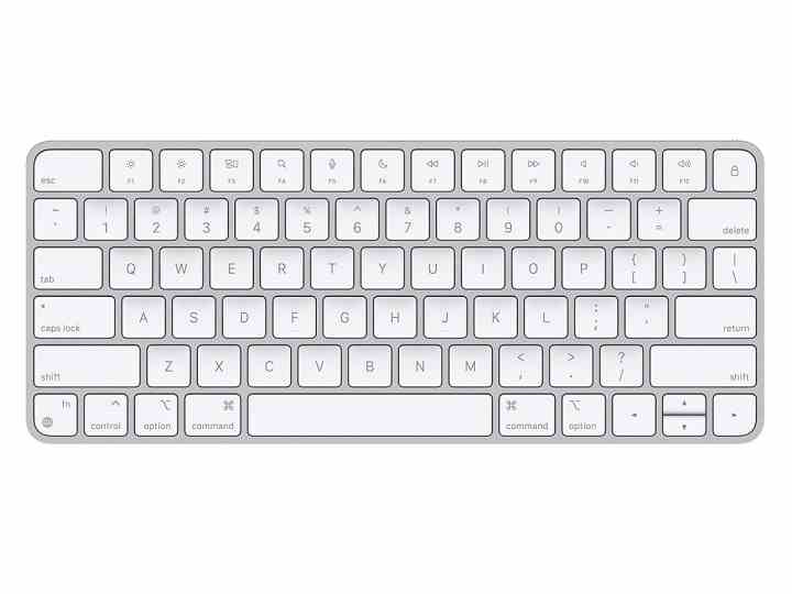 Das kabellose Apple Magic Keyboard auf weißem Hintergrund.