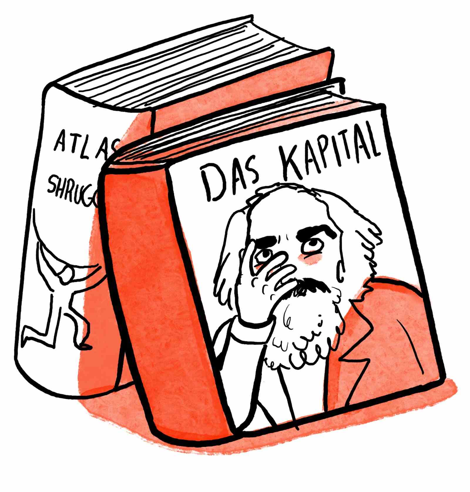 Atlas Shrugged und Das Kapital Bücher.