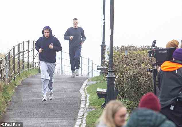 The cast and crew also filmed another jogging scene, with Ed running alongside the coastal path
