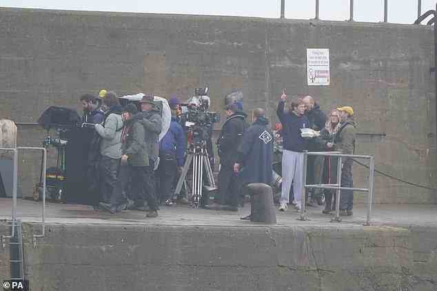 Ed filmed a few jogging scenes on the edge of the pier this morning, before the crew moved on to the next bit of filming