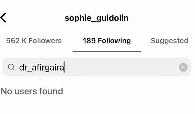 Bezeichnenderweise hat Guidolin Dr. Firgairas Instagram-Account vor einigen Wochen stillschweigend entfolgt