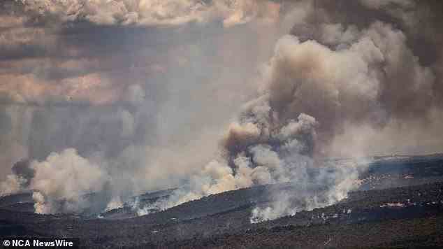 Buschfeuer in Wooroloo in Westaustralien, inmitten einiger Brände, die im ganzen Land brennen, könnten aufgrund der trockenen Bedingungen unkontrollierbar werden