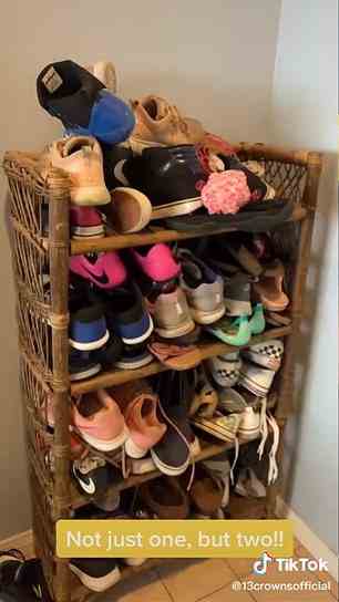 The family often shares day-in-the-life videos, including tours of their home, where all 13 kids still live. The entryway is filled with shoes that are stacked on shelves and piled on the floor