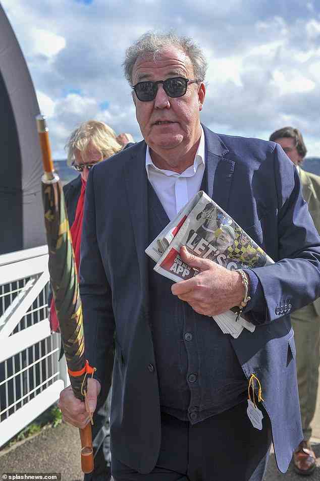 Jeremy Clarkson arriving to the Cheltenham Gold Cup on Friday