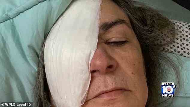 Die Großmutter aus Südflorida gewöhnt sich an das Leben, nachdem eine bakterielle Infektion ihr rechtes Auge befallen hat