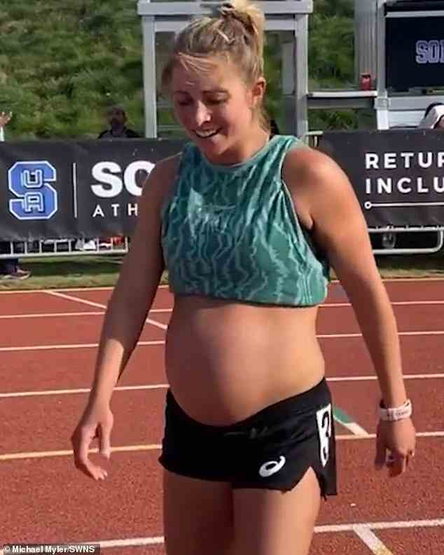Makenna, (shown during her second pregnancy) completed the pregnant mile twice - and trained six days a week - to show what bodies can be capable of