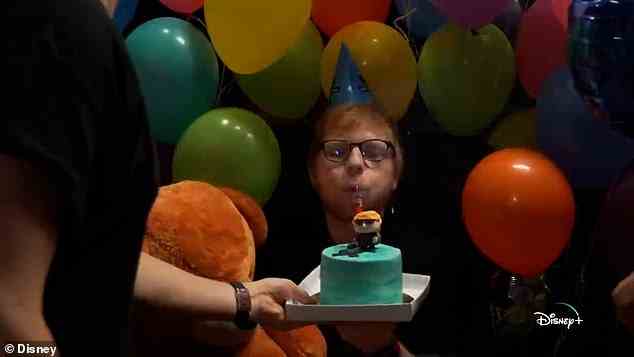 Happier times: The trailer ends with happier videos of Ed celebrating his birthday, playing on stage and laughing with his friends as he says 'life can be unpredictable'
