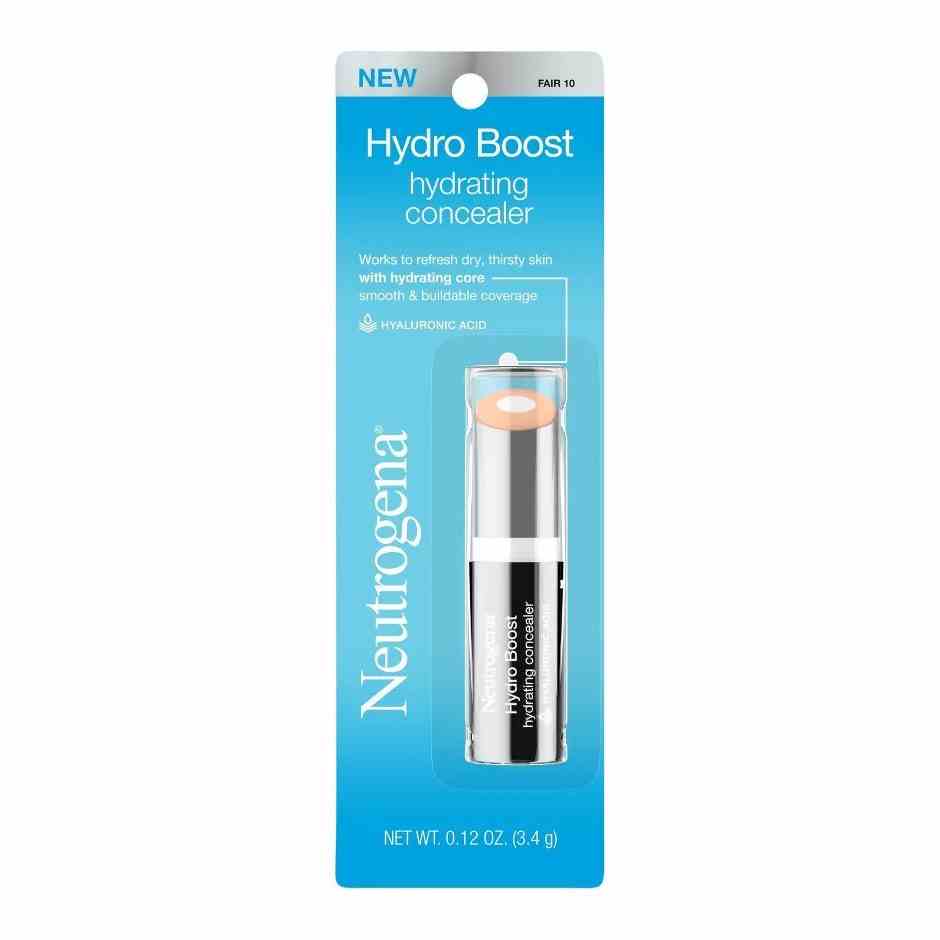 Neutrogena Hydro Boost Hydrating Concealer Silver Twist Up Concealer Stick in blauer Verpackung auf weißem Hintergrund