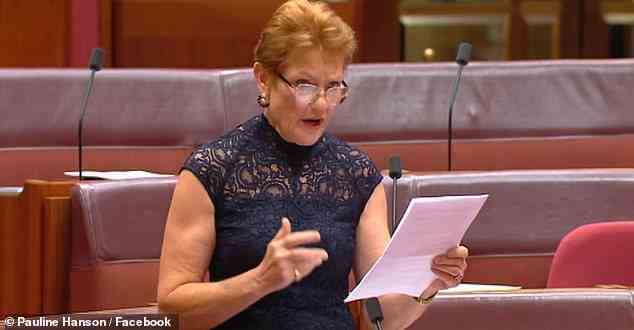 Pauline Hanson enthüllte den Inhalt des Schreibens im Senat
