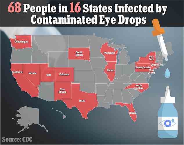 Bis zum 14. März waren laut den Centers for Disease Control and Prevention (CDC) 68 Patienten in 16 Bundesstaaten mit diesem „seltenen Stamm“ von Pseudomonas aeruginosa infiziert.