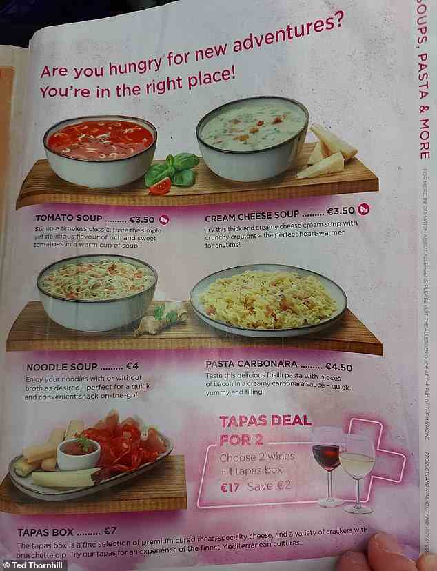 Wizz Air serves a range of soups - with alcohol deals never far away