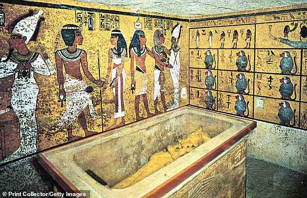 Pictured: Sarcophagus containing the coffin of Pharaoh Tutankhamun which held his mummy