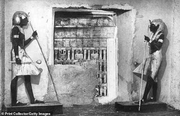 The first glimpse of Tutankhamun's tomb, when uncovered during 1922 (pictured)