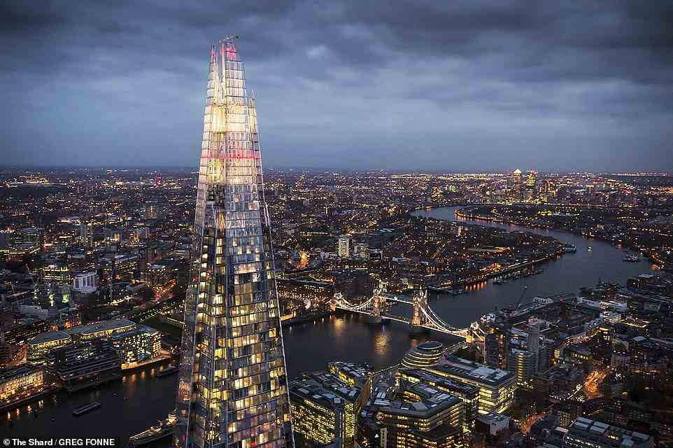 The Shard is served by 44 lifts, some of which are double decker, and contains 11,000 panes of glass