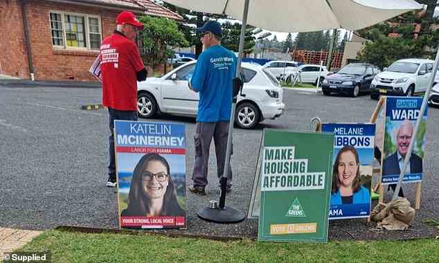 Daily Mail Australia hat Bilder erhalten, die zeigen, dass das Wahlkampfteam von Herrn Ward blaue Hemden der Liberalen Partei trug und Korfluten und ein Festzelt im gleichen Farbton hatte