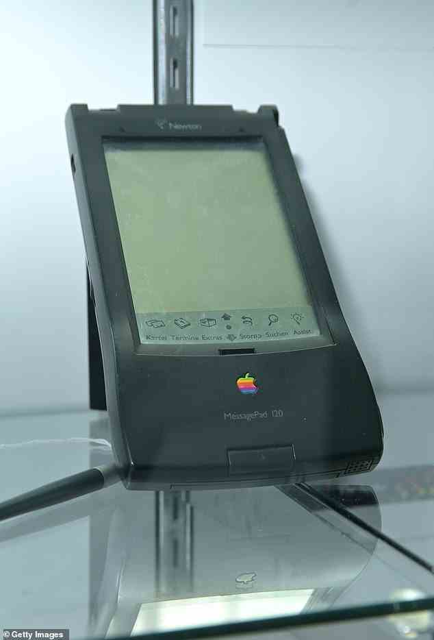 Not all the items to go under the hammer are computers, as cameras, joysticks, tablets and instruction manuals are also available. Pictured:  Apple Newton personal digital assistant