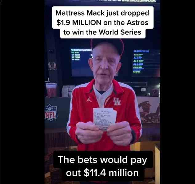 Jim 'Mattress Mack' McIngvale setzte kürzlich 1,9 Millionen Dollar auf den Astros, um die World Series zu gewinnen