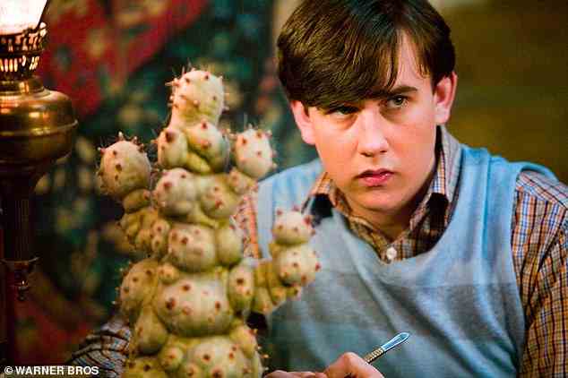 In 'Harry Potter and the Order of the Phoenix', Neville Longbottom (pictured) presents a magical, cactus-like plant called 'Mimbulus Mimbletonia' to his friends while on the train