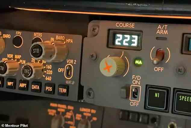 Air traffic control will ask you to set the course using knobs on the mode control panel