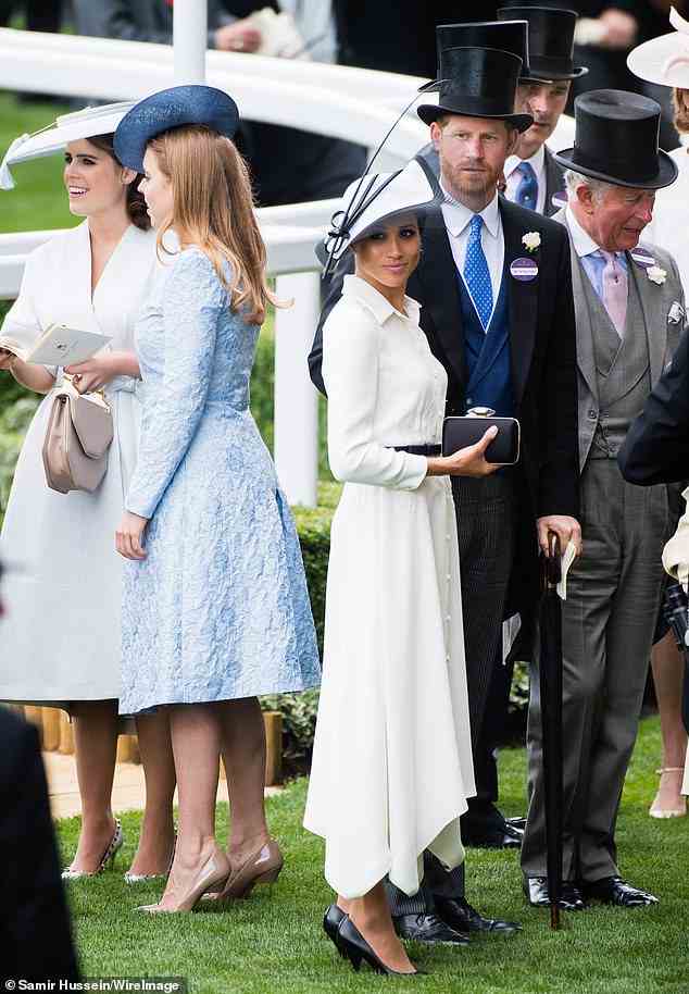 Meghan Markle may be good friends with Princess Eugenie - but she is also believed to have developed a close bond with notoriously private Princess Beatrice (pictured together at the Royal Ascot in June 2018)