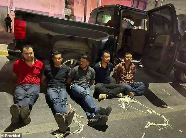 Members (pictured) of the Gulf Cartel's Scorpions Group were abandoned on a Matamoros street and accused by the criminal organization of being behind last Friday's kidnapping of four Americans, including two who were killed. A Mexican woman was also shot dead during the incident