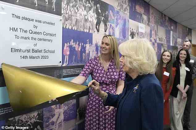 Camilla, the Queen Consort appeared in high spirits as she today unveiled a plaque at Elmhurst Ballet School in Birmingham