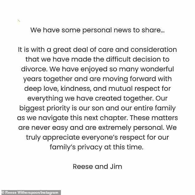 Das Neueste: Reese Witherspoon und Ehemann Jim Toth lassen sich nach fast 12 Jahren Ehe scheiden