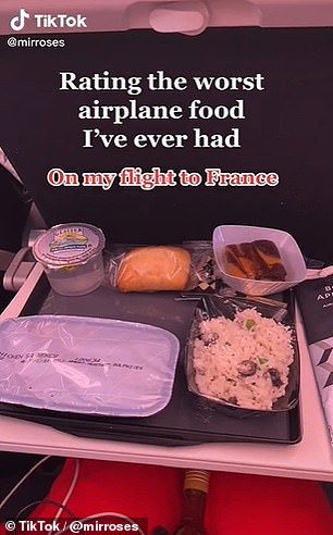 Miranda Shaffer took an Air France flight from Los Angeles to Paris and said: 'I usually love airplane food guys but this was so bad'