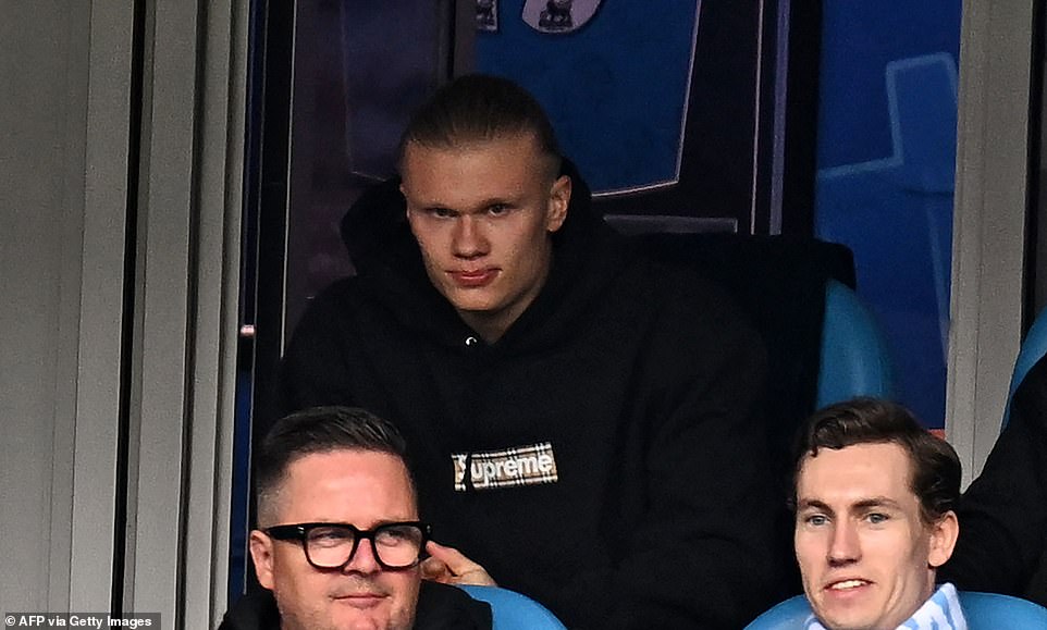 The Premier League's top scorer Haaland had to sit on and watch the action from the stands because of his injury