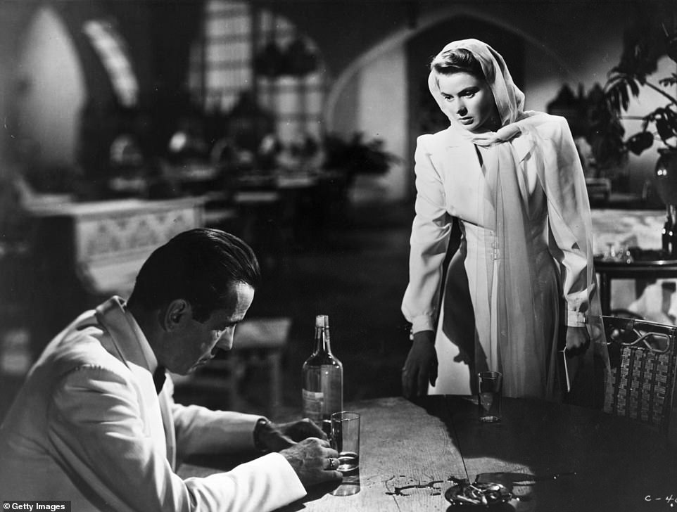 Humphrey Bogart and Ingrid Bergman in a scene from the 1942 Warner Bros film Casablanca, directed by Michael Curtiz