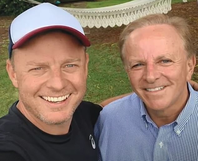 Walsh is pictured with 2GB broadcaster Ben Fordham, who broke down on air as he read an emotional tribute to the showbusiness powerhouse in March
