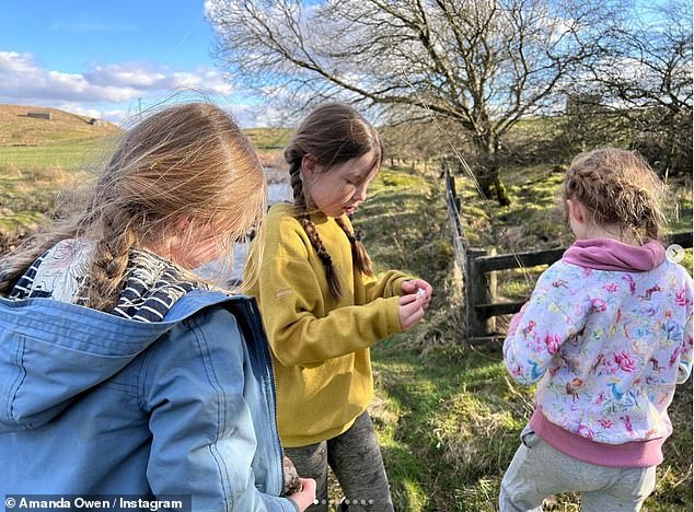 Time to herself: Her most recent Instagram post includes a gallery of her nine children playing outside on the farm