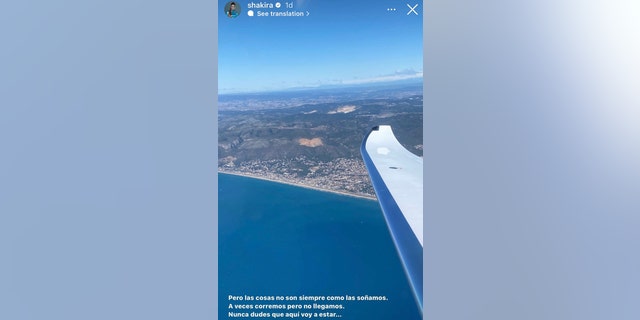 Shakira hat aus dem Himmel zu ihrer Instagram-Story gepostet.